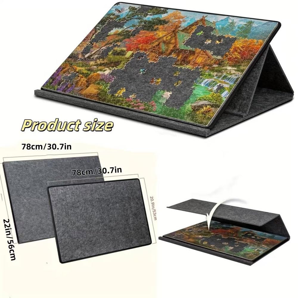 Puzzle Pieghevole,1000 Pezzi,Tavolo per Puzzle,Tappetino Puzzle,Tappetino Antiscivolo in Feltro per Puzzle,Facile da Riporre e Trasportare,per Bambina,Adulti,Angolo Regolabile,78 * 56cm