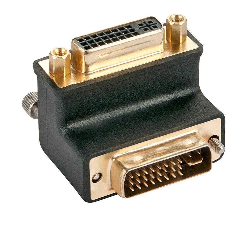 LINDY DVI-I Male to DVI-I Female 90° Adapter Down
