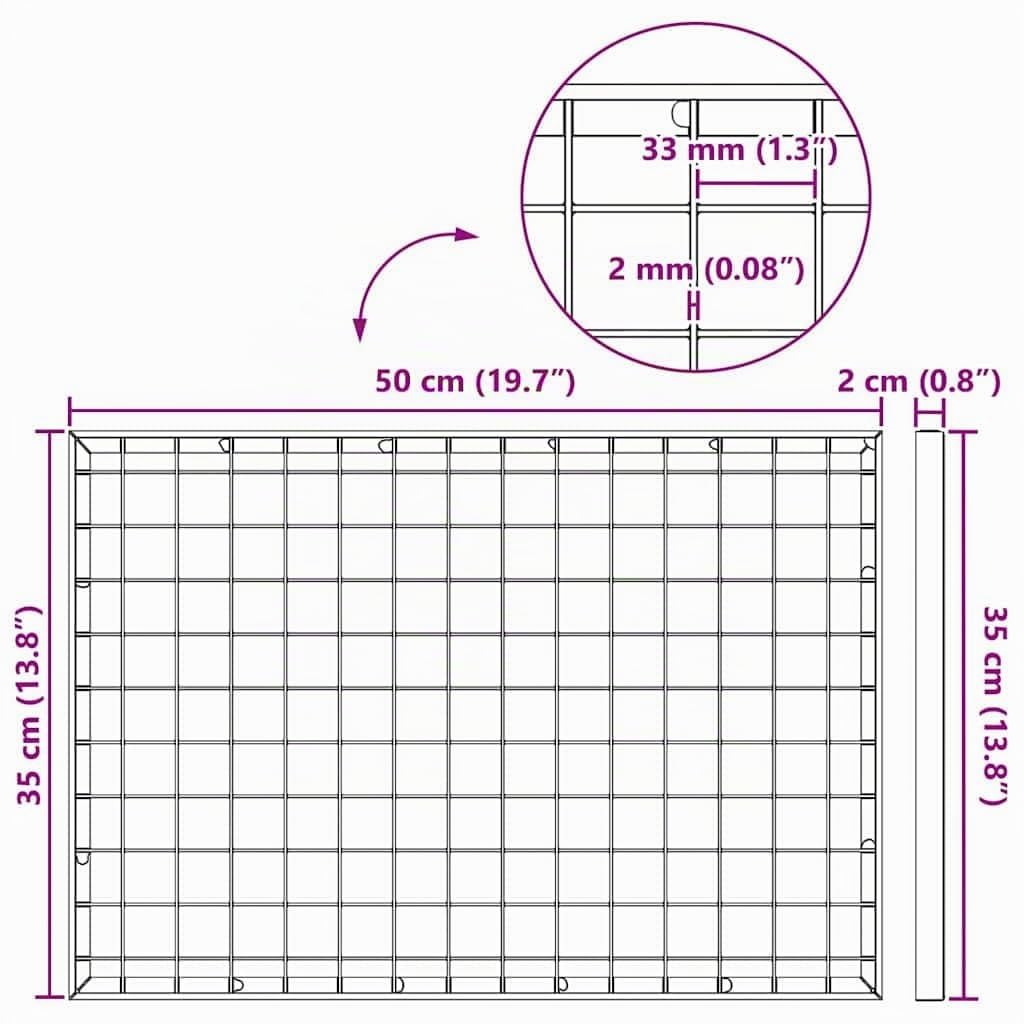 Tomostar Grille de Drainage, Grille Caniveau Extérieur Couvercle de Drainage Grilles Caillebotis Acier Galvanisé Argent 50x35x2 cm
