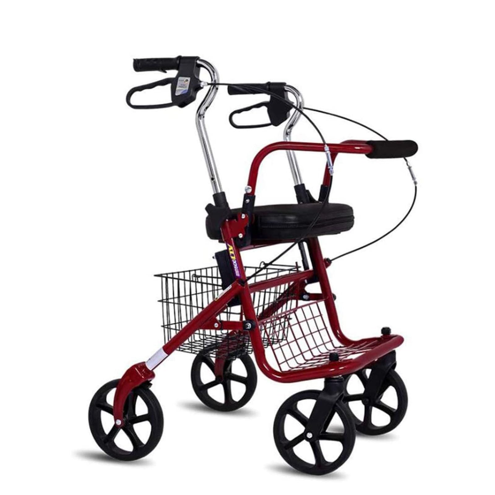 Rollator Walker, Rollator De 4 Ruedas, con Asiento, Andador para Minusválidos, Mayores, Adultos O Ancianos, Ayuda para Caminar, Aluminio, Ligero, Plegable