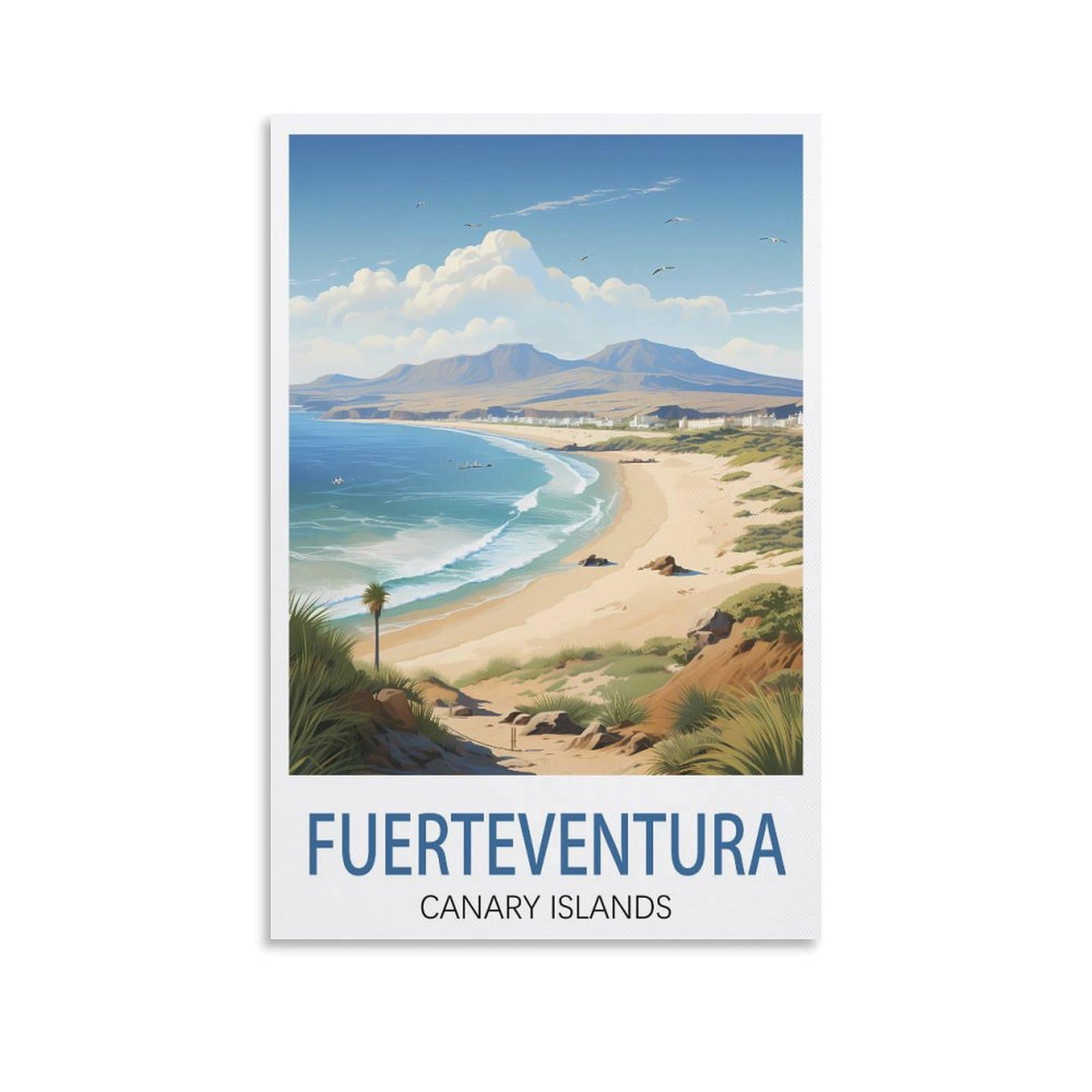 PuPLuM Fuerteventura Canary Islands Vintage Travel Posters Landscape 16x24inch(40x60cm) Canvas Wall Art Posters for Living Room Decor Paintings for Home Decor