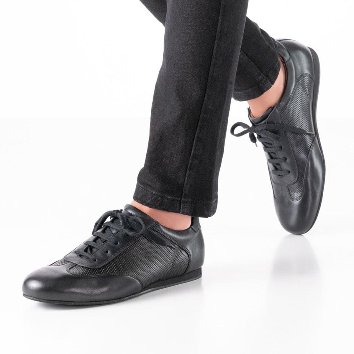 Werner Kern Herren Sneaker Tanzschuhe Positano 28062 - Leder Schwarz - 1,5 cm Keilabsatz - Rauledersohle - Made in Italy