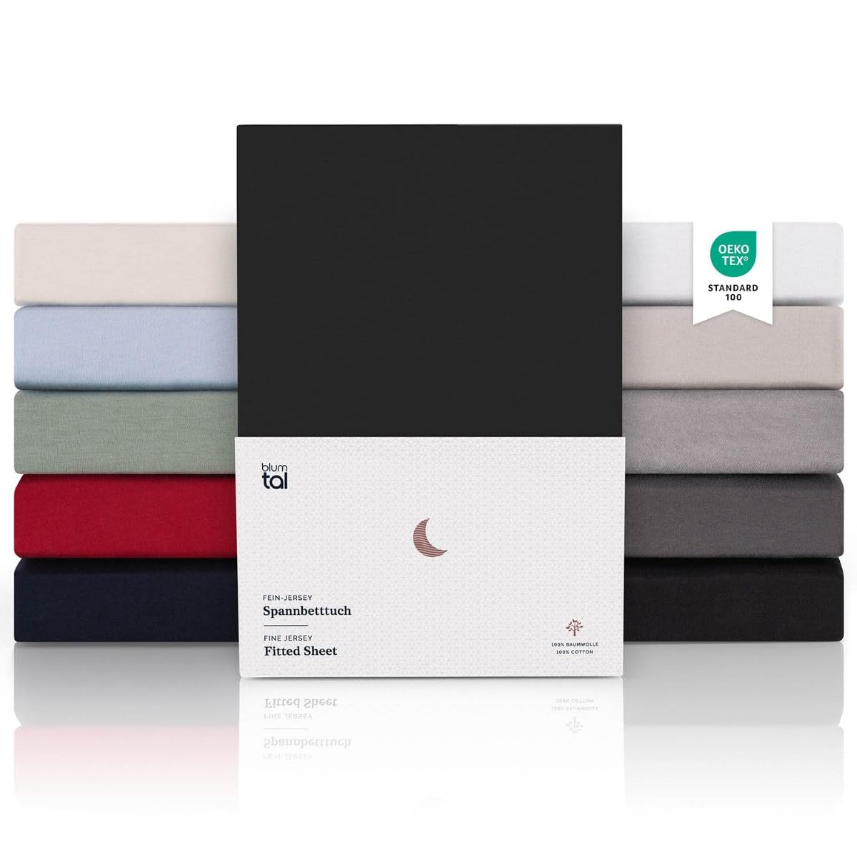Blumtal® Premium Spannbettlaken 180x200cm Jersey Boxspringbetten - Oeko-TEX zertifiziertes Bettlaken 180x200 - Spannbettlaken 180x200cm Baumwolle/Bettlaken 180x200 Schwarz