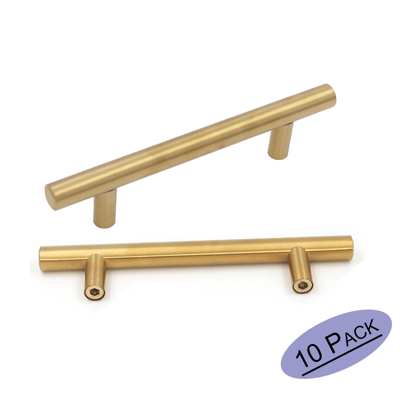 Buy Goldenwarm Modern T Bar Knob Handles Brushed Brass Finish