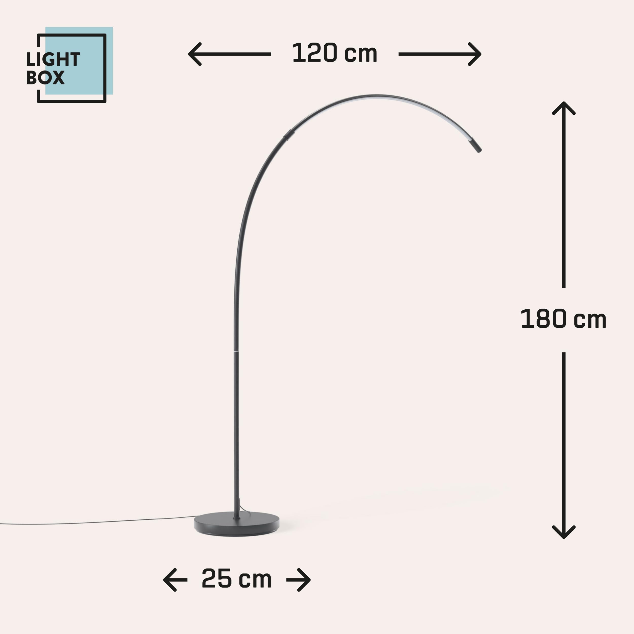Lightbox LED lampada da terra ad arco | 1,7 m di altezza | lampada da terra con interruttore, dimmerabile (CCT) | lampada LED (1440 lm, 18 W) | lampada da terra anche come lampada per camera da letto,