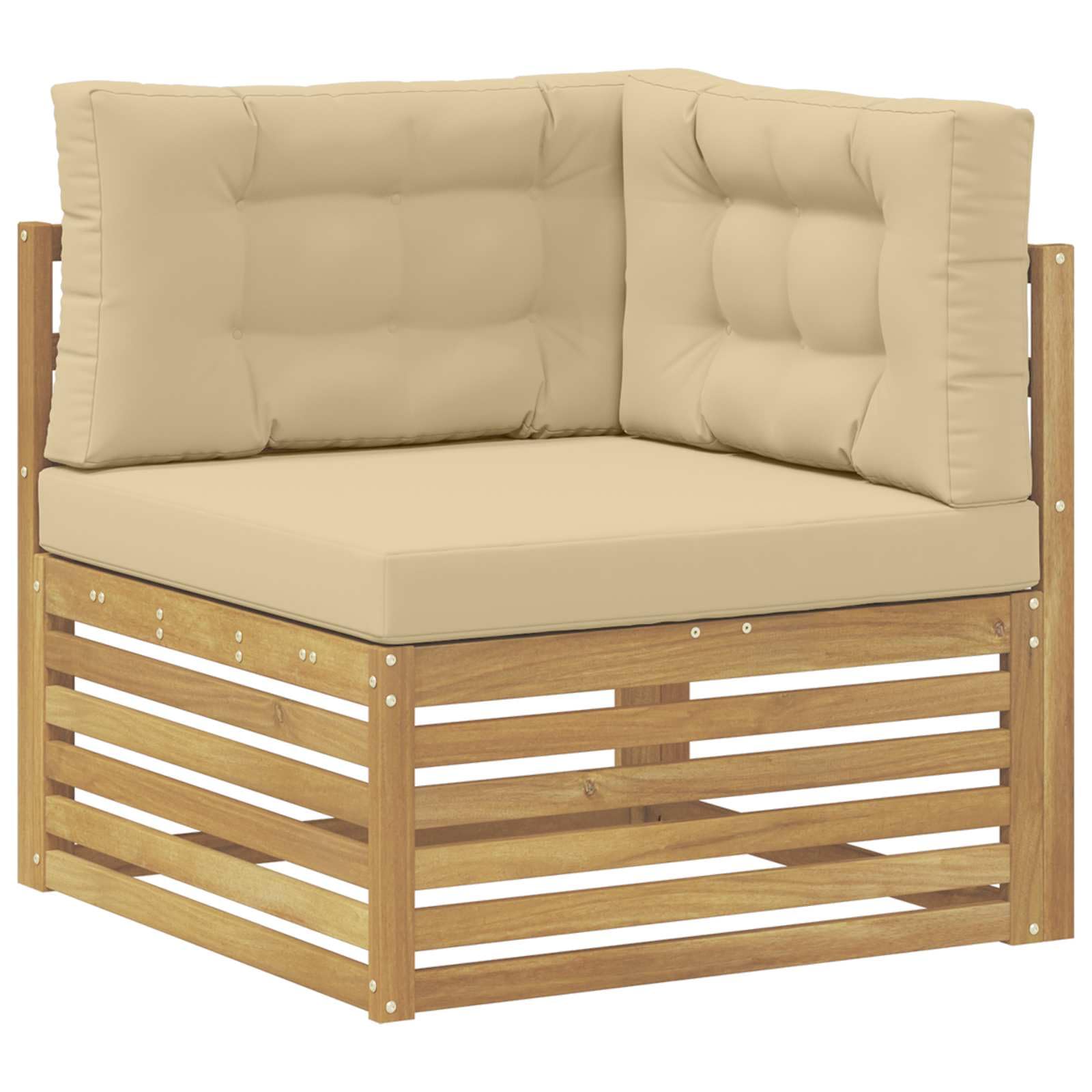 Gartenmöbelset 7-TLG. aus massivem Akazienholz wetterfestes Design für Terrasse Balkon und Garten komfortable Sitzgruppe mit Tisch, Sofas, Stühlen und Kissen für gesellige Außenmomente