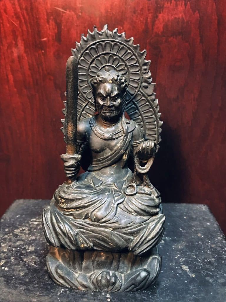 木製　不動明王　仏像　神様　宗教　スピリチュアル 工芸品 古美術 置物 骨董品 木製 不動明王 仏像 神様 宗教 スピリチュアル 工芸品 古美術