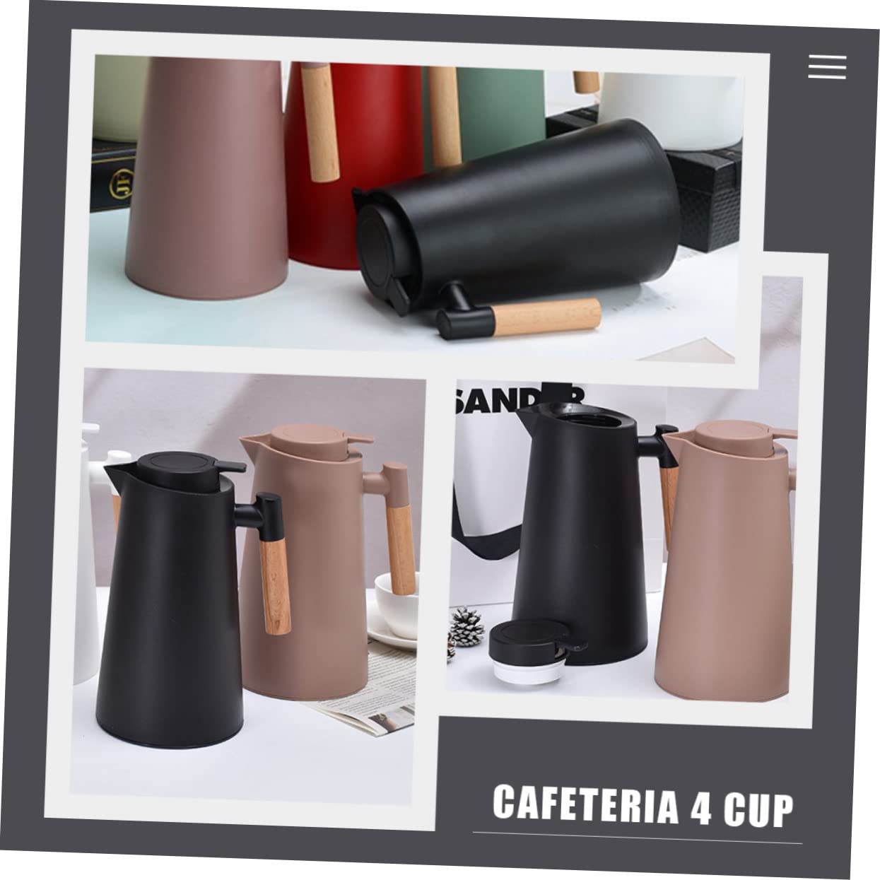 DOITOOL Termo de Vidrio al Vacío para Café y Té Botella de Agua Portátil Asa para Bebidas Frías y Calientes para Camping y Hogar
