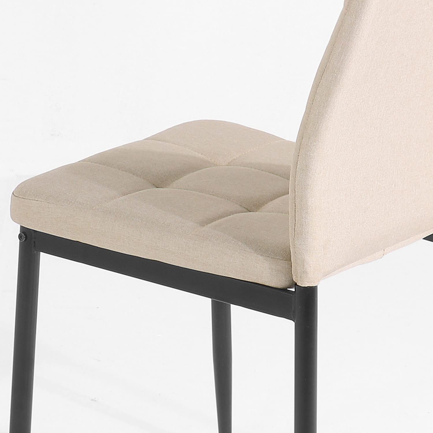 WeHome - Sedie di Tessuto Milano, Set da 4 Sedie Design per Sala da Pranzo, Sedie da Cucina, Ufficio, Sala d'Attesa, Camera da Letto, Cucina completa, Arredamento casa (Beige)