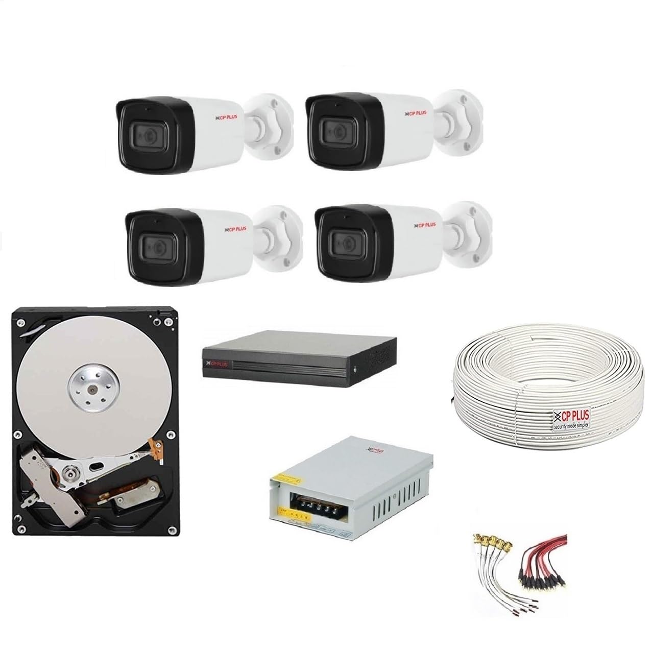 CP PLUS 5MP, H.265+, 4Camera Combo Kit with 4Ch DVR, 4 Bullet Cameras, 1TB Hard Drive, Power Supply, 90Mtr Cable, Audio Mic and Connectors Wired CCTV Surveillance Security Camera Set-image-21