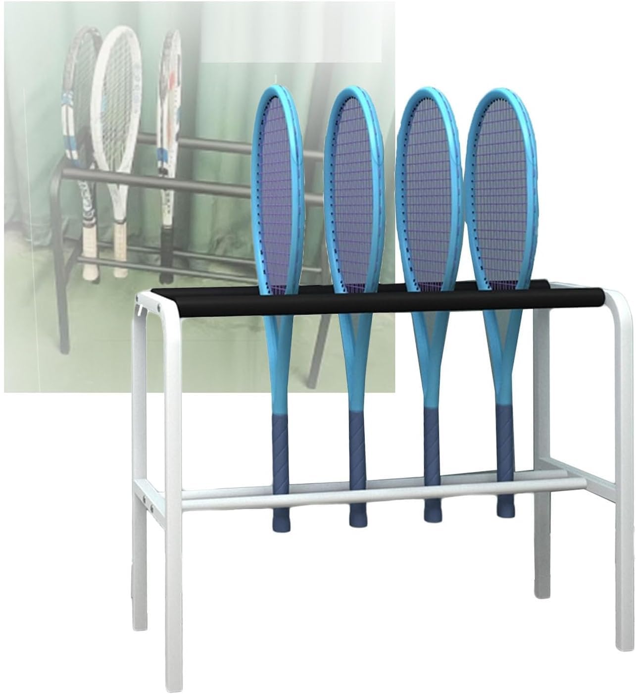 Meuble rangement raquette tennis badminton blanc intérieur gymnase école