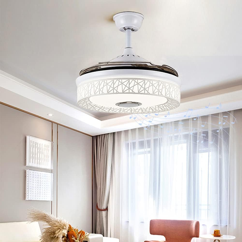 Best Promo Fandian 42'' Modern Ceiling Fans with Light Smart Bluetooth Music Player Chandelier 7 Colors Invisible Blades with Remote Control, Dimmable LED Kits Inlcuded (42 Bird's Nest White) 60% Off Discount Fandian 42'' Modern Ceiling Fans with Light Smart Bluetooth Music Player Chandelier 7 Colors Invisible Blades with Remote Control, Dimmable LED Kits Inlcuded (42 Bird's Nest White)