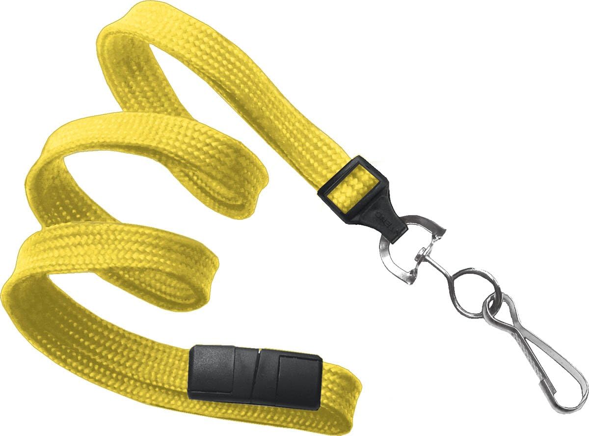 3/8" Yellow Flat Braid Lanyard with Breakaway and Swivel Hook - 2137-5009
