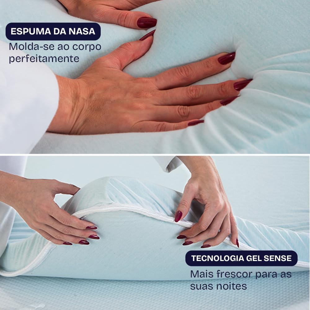 Pillow Top Casal Viscoelástico Espuma da NASA 138x188x4cm BF Colchões
