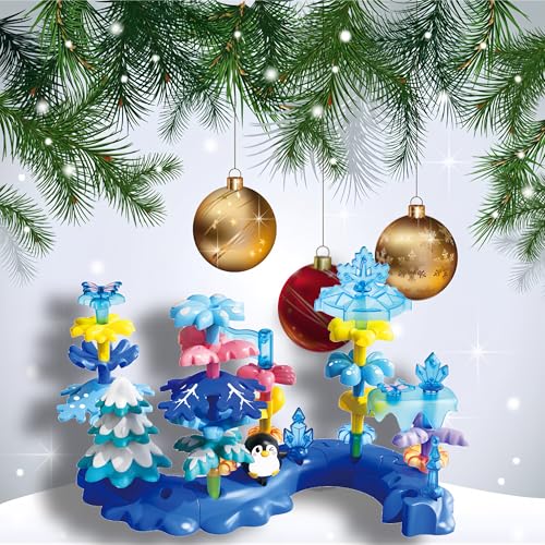 PSDVAYI Toys for 3 4 5 6 Years Old Toddlers, Snow Garden Stacking Toys,40 PCS DIY Building Blocks, STEM Educational Preschool Kindergarten Toy, Christmas Birthday Easter Gift with Storage Bag - Image 5
