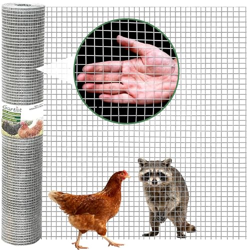 Gartist Hot-Dip galvanized after Welding Chicken Wire Fencing,1/2inch 19Ga 48'x100' Hardware Cloth, Raised Garden Bed Supports Wire Mesh Roll, galvanized Wire Mesh Fence Prevent Snake, Raccoons, Foxes