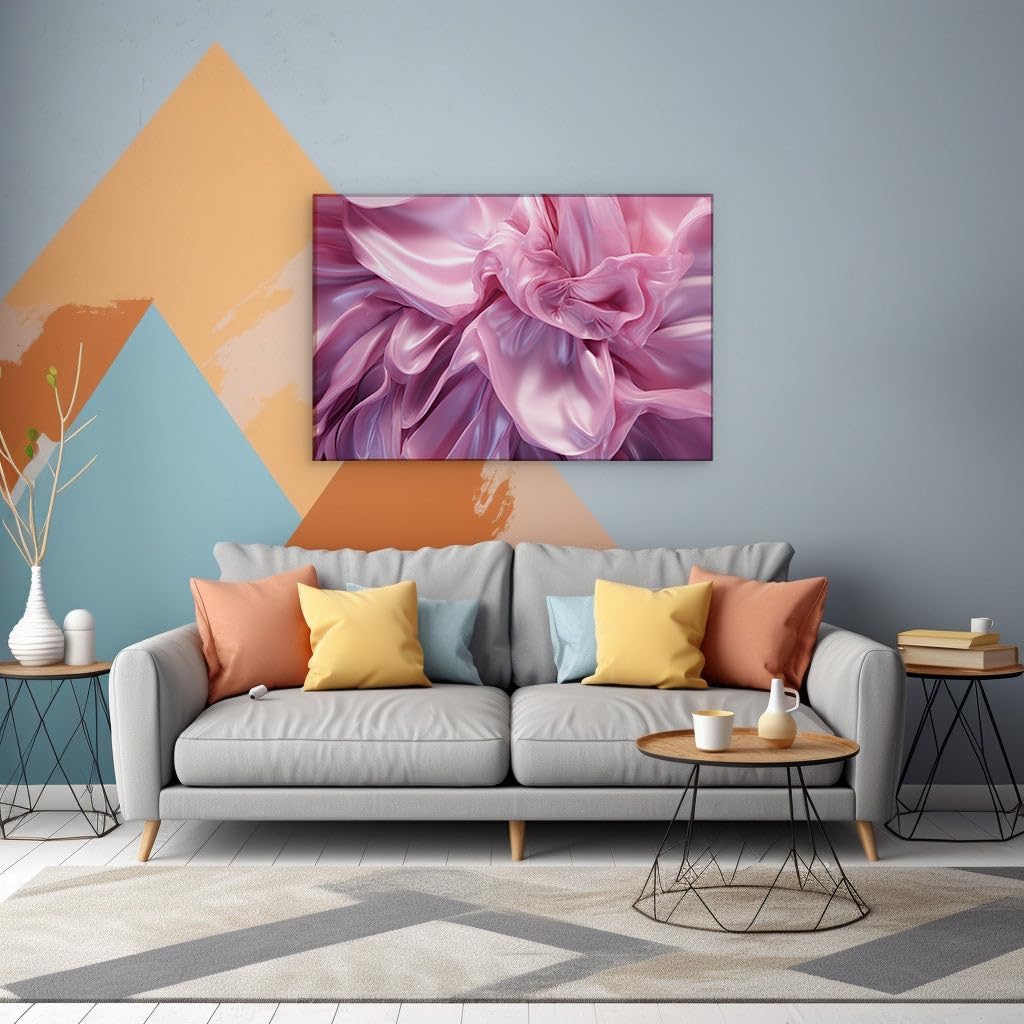 Canvas for Living room. Elegance in Bloom: Fabric-Flow Artistry Captures a Floral Dance, 27 x 18 inch Canvas Wall Art - Contemporary Masterpieces - Botanical Home Decor - 69x46 cm (27x18 inch)