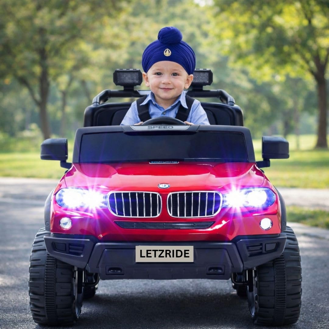 LETZRIDE Kids Speed-888 Battery car for Kids | Battery Operated Jeep for 1 to 7 Year | Electric Ride on-Dual Control Mode, Swing Function, Led Lights, with Seat Belts | (Red)-image-34