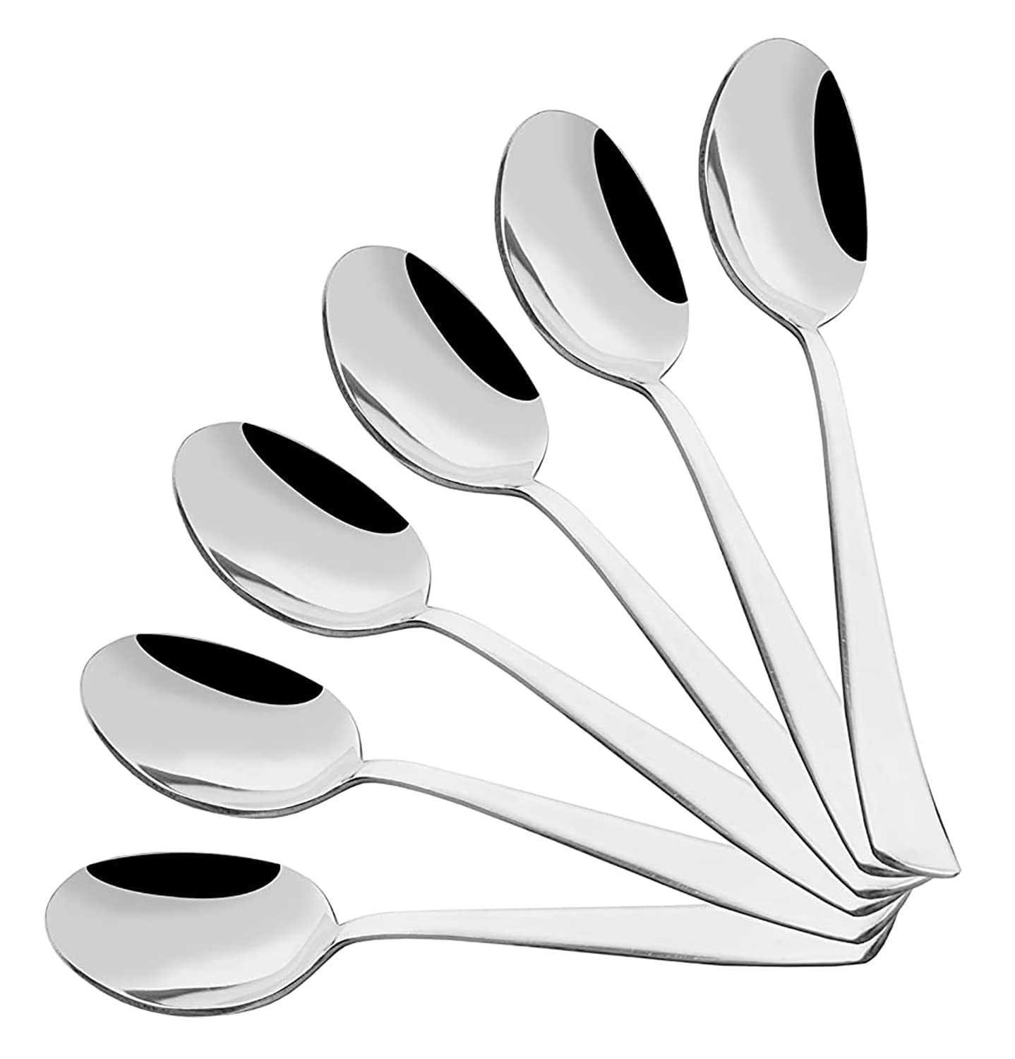 Set di 12 cucchiai da tavola in acciaio inox con manico in plastica, colore: argento