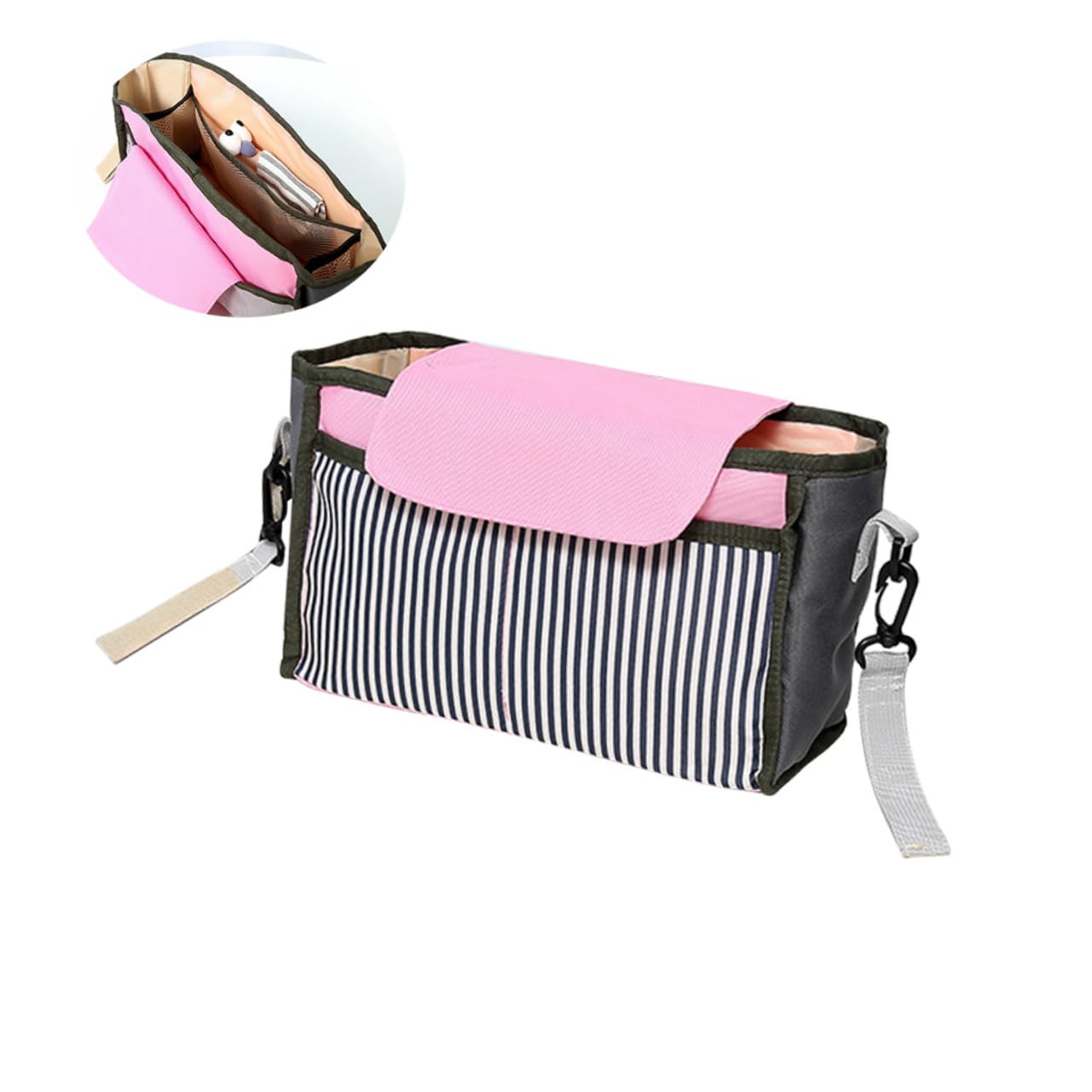 TOYANDONA 3 Pezzi Borsa da Appendere per Passeggino di Capacità Organizer per Biberon Pannolini Giocattoli Portabicchieri Portaoggetti Portatile Nero