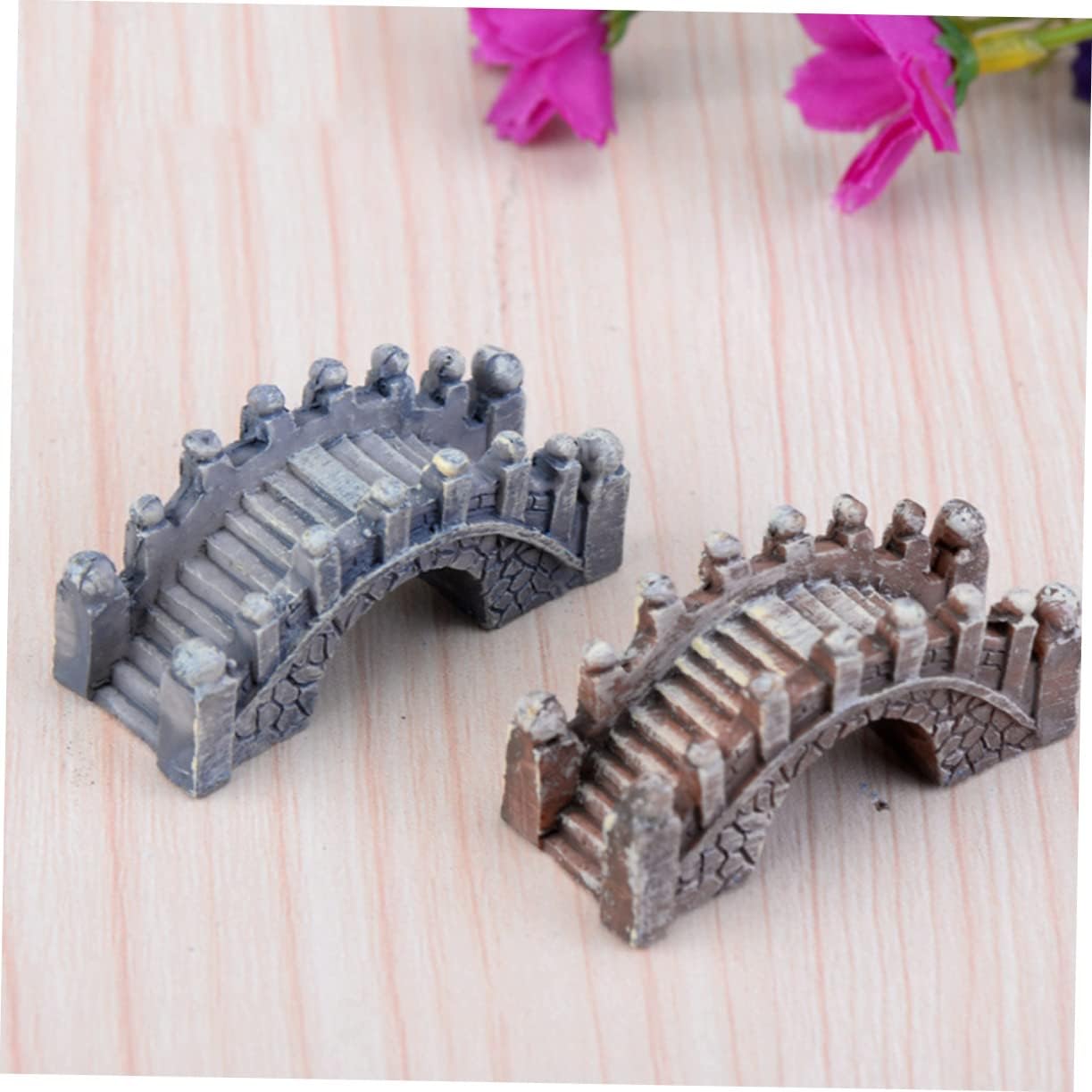 4pcs Garden Bridge Ornament Resin Miniature Unique Vintage Miniatures Outdoor Decor