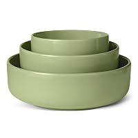 Amazon Basics Ciotole in Gres Smaltato, Set di 3 Pezzi