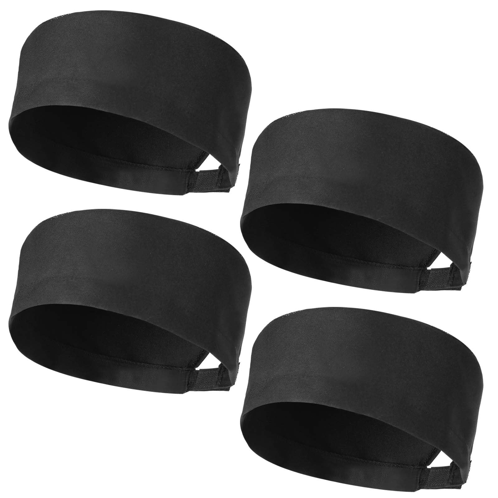KALIONE4 Pack Black Chef Hats Chef Beanie Caps Adjustable Kitchen Cooking Caps for Men, Flat Top Sushi Beanie for Adult with Breathable Mesh Top (Unisex)