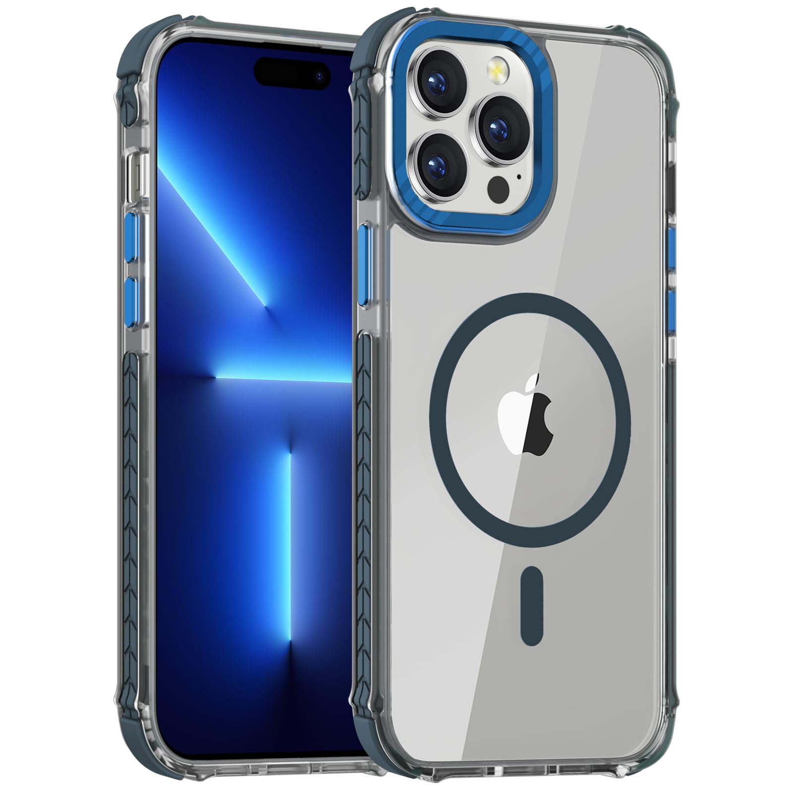 DEERLAMN Strong Magnetic Case for iPhone 14 Pro 6.1-Inch,[Compatible with Magsafe] Clear Slim Shockproof Protective Phone Cover for Women