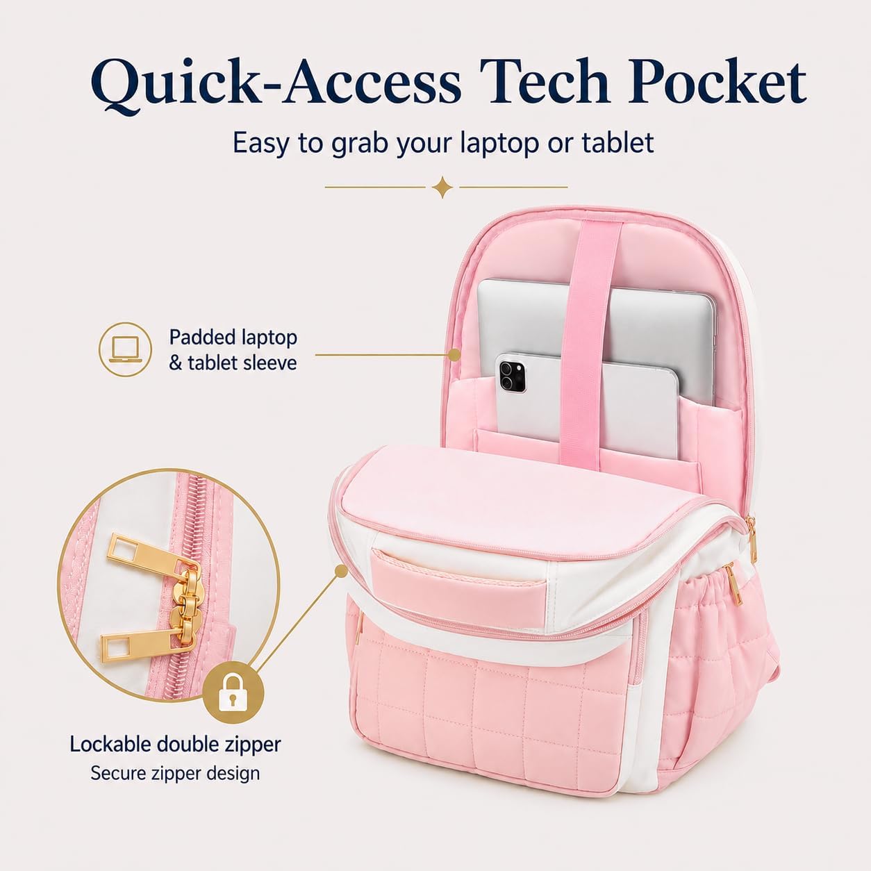 Bluboon Laptop Backpack for Women 15.6 Inch School Work Bag with Cup Holder image 4