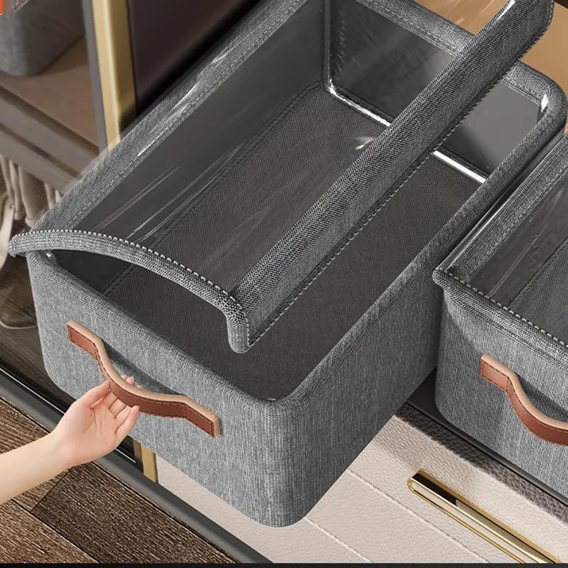 Image of Barebeauty 26L Foldable Clothes Organizer For Wardrobe, Blanket Storage Box, Cloth and Dress Organiser Metal Frame Basket Bag with Lid, Carry Handles for Bedding, Closet Organizers (Pack of 1)