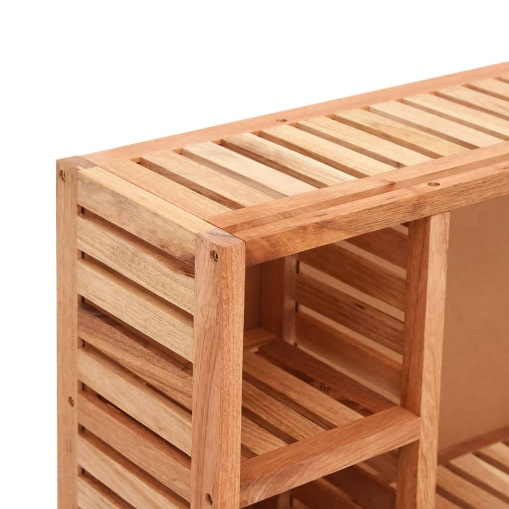 Spiegelschrank 80x17x34 cm Massivholz Nussbaum - Eleganter Badezimmerschrank mit Schiebespiegel und 3 Fächern - Wandmontierter Badschrank für Badzubehör und Kosmetik