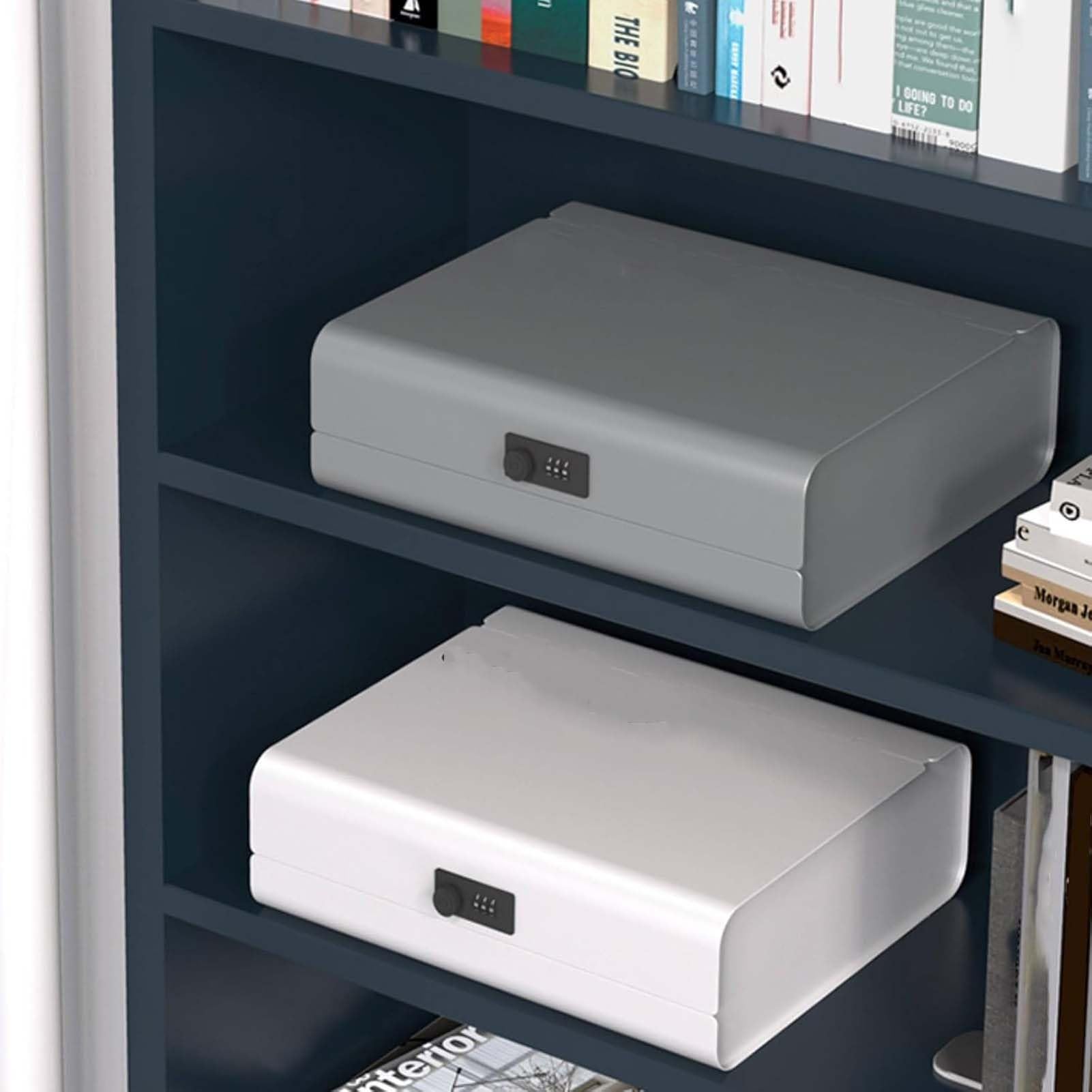 Cassettiera da Ufficio Schedario Da Scrivania - Cassetta Portadocumenti In Metallo Sicura Per Fogli A4 Con Serratura A Combinazione, Organizer Da Scrivania Per Ufficio E Casa(Gray)