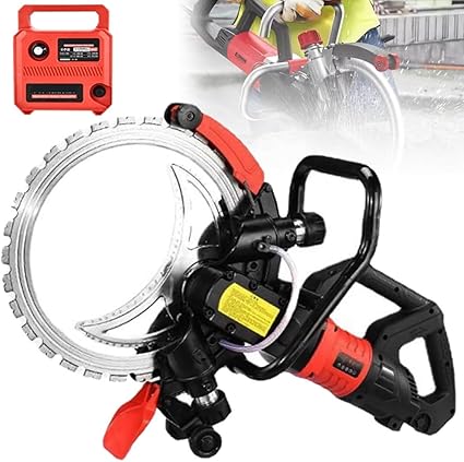 Scie à Béton électrique, 180 Mm, Scie Circulaire Puissance élevée 2000 W Profondeur De Coupe 63 Mm Scie à Disque Humide/sec Avec Conduite D'eau, Pompe à Eau, Lame, Pour La Pierre