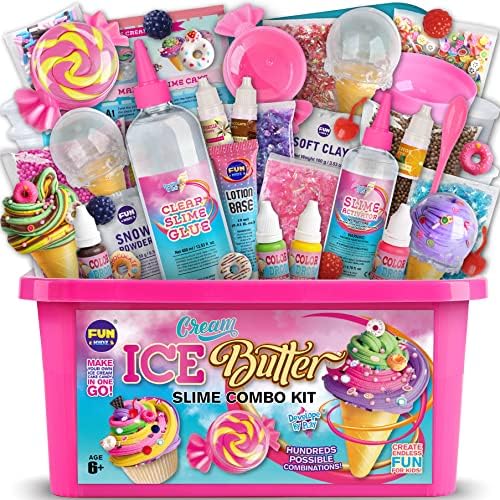 Gift Butter Slime Kit for Girls 10-12, FunKidz Ice Cream Fluffy Slime Making Kit Ages 8-12 Kids Slime Toys Ideal Birthday Party Present