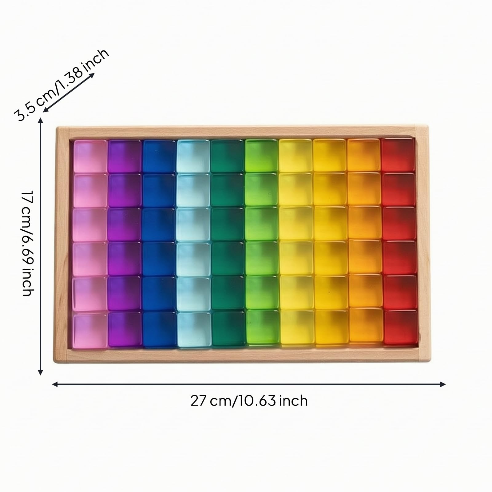 Bloques de Construcción para Niños Bloques Educativos Piezas Transparentes Set Acrílico Juego Apilable con Marco de Madera y Bandeja Estimula, Style to 5