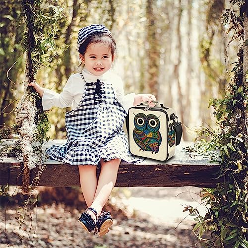 Boho Animal Owl Insulated Lunch Bag For Teen Boys Girls Reusable Portable Lunch Box With Shoulder Strap For Women Men Aldult Kids Thermal Cooler Bag For School Work Office Travel Picnic Meal Prep Bag #TOP5