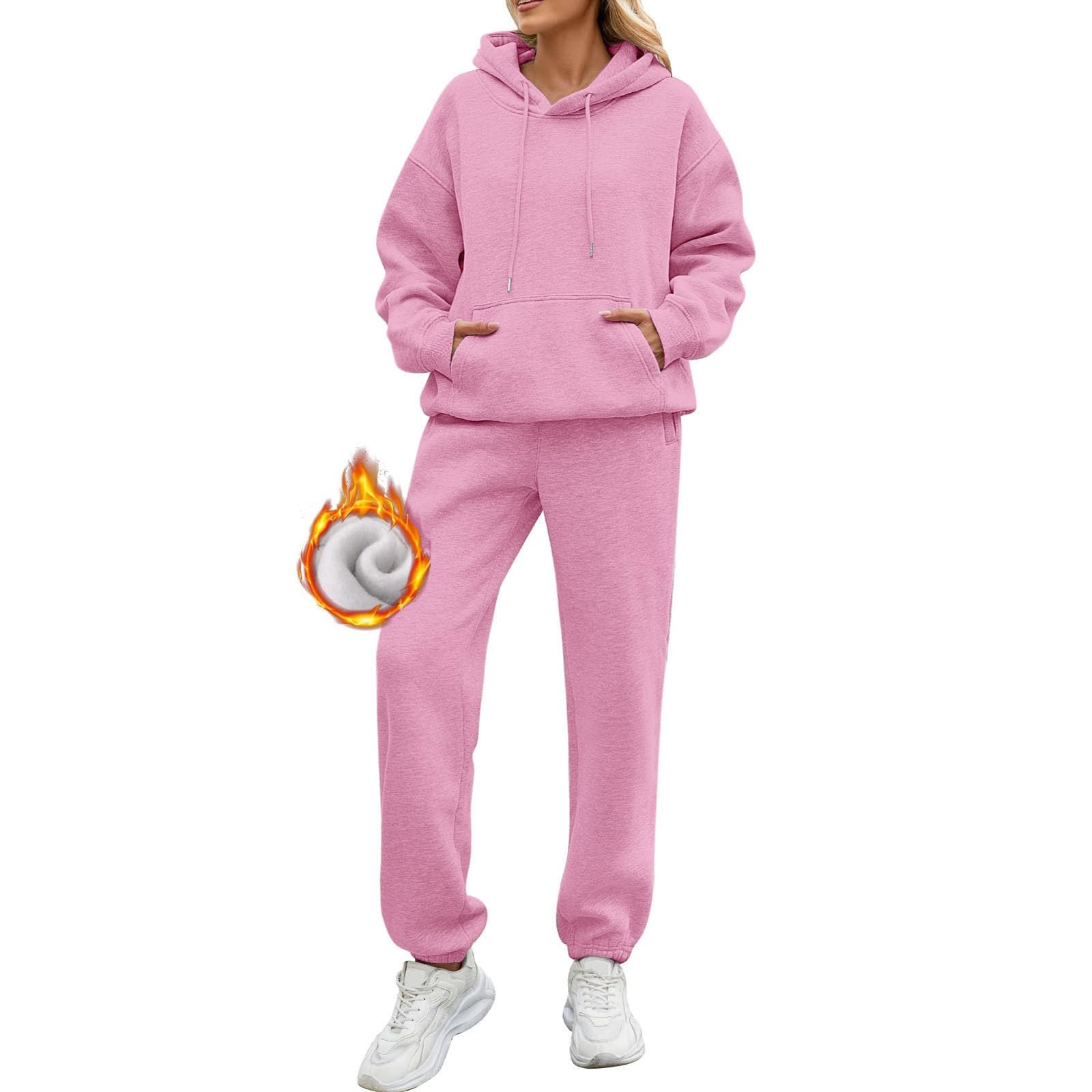 Chándal para mujer con forro polar para invierno, conjunto de chándal S-3XL