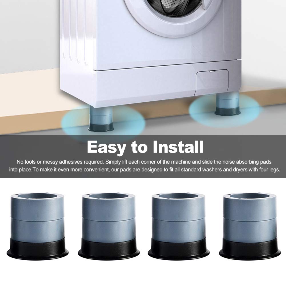 Réducteur Vibration Lave-linge Sèche-linge Lot De 8 Pieds Antidérapants Pour Machine à Laver - Réducteur De Bruit Et Vibrations 7x7x4cm Coussinets Machine Laver