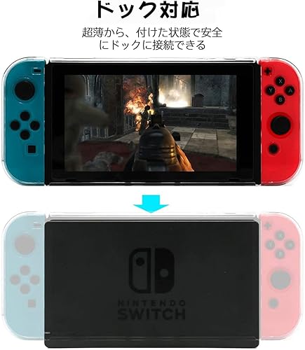 Miniatura 2 de Switch Clear Case, Hard Protective Case for Nintendo Switch with a Tempered Glass Screen Protector and 6 Joy Stick Covers, Fit into the Dock Station