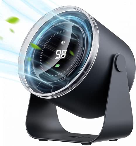 WSKEN Desk Fan with Battery Operated, Quiet Digital Display Portable