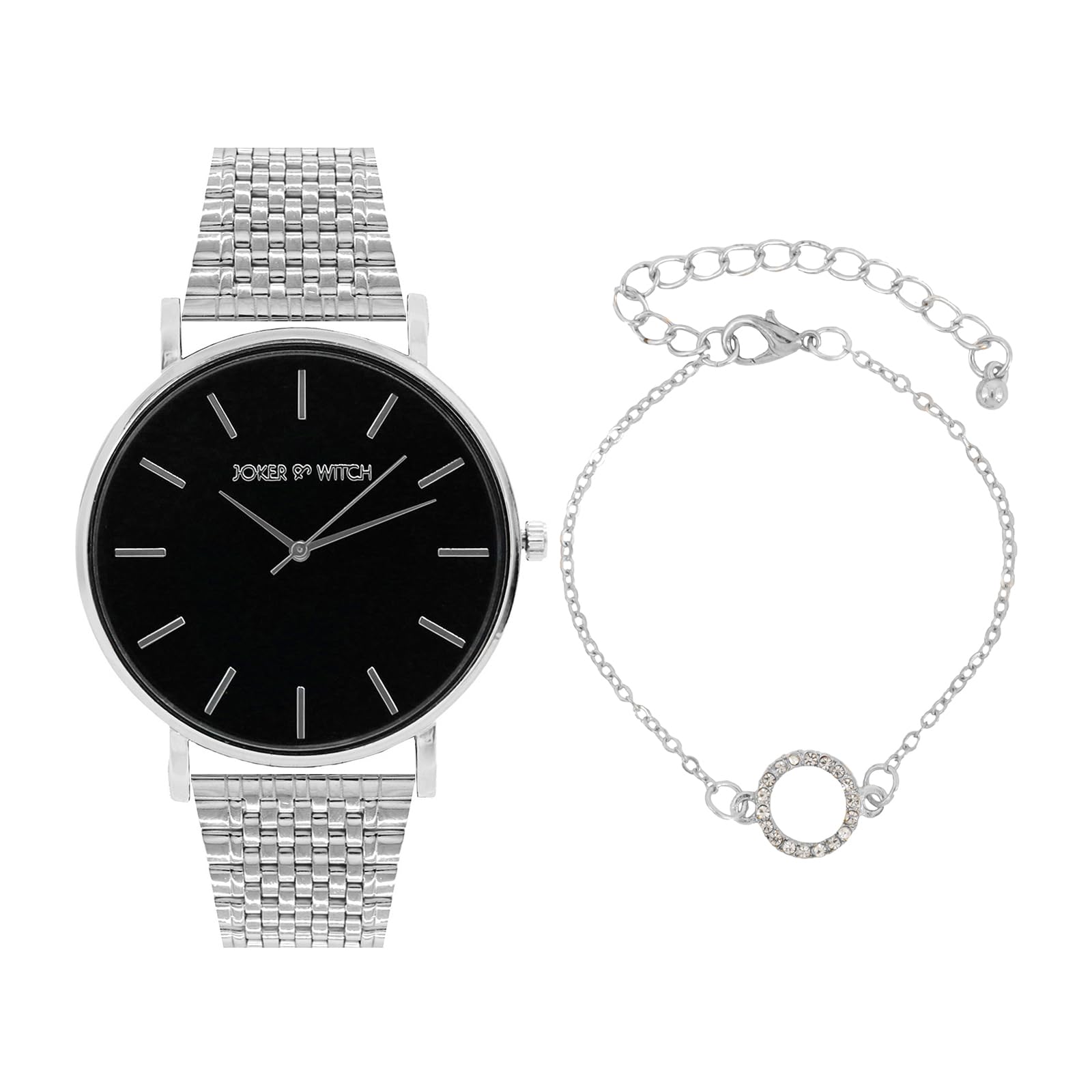 Joker & Witch Stainless Steel Women Paris Analog Watch Bracelet Stack, Dial Color-Black, Band Color-Silver (B0C7L9C83D) Amazon Price History, Amazon Price Tracker