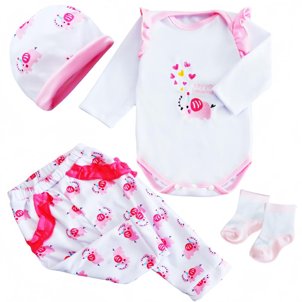 MAIHAO Reborn Baby Doll Clothes for 17-24 Inch Newborn Baby Doll, Baby Dolls Clothes Outfit Accessories fit 17-24 Inch Baby Doll Cute Little Elephant