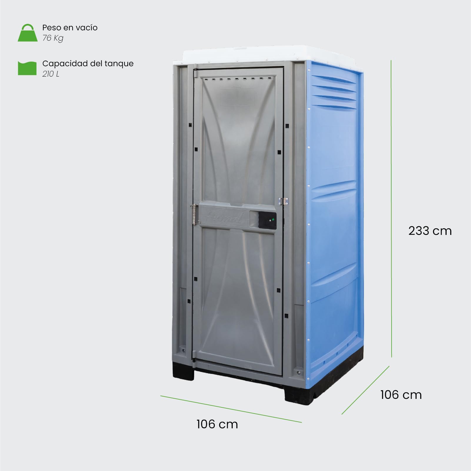 Baño WC Químico. Portátil, Resistente y Profesional, Capacidad de 210L, para Eventos, Obras o Jardín, de Instalación Fácil, Certificado, y Protección Anti-UV.