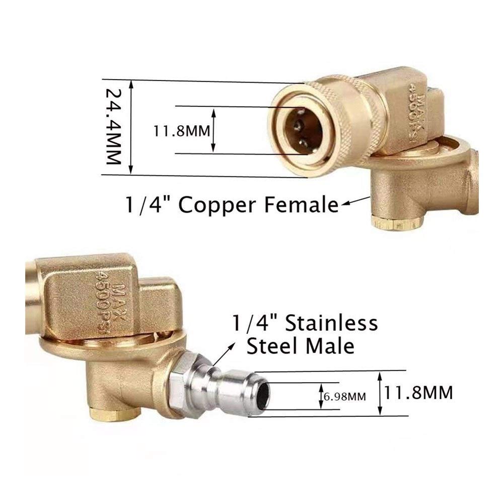 Adaptador de Conector de Manguera Conector de Grifo de Jardín de Latón con Rosca de 1/4 Conector Rápido de Tubería Deua de Jardín para Limpieza de Automóviles Adaptador de Boquilla de Alta Presión/Lat