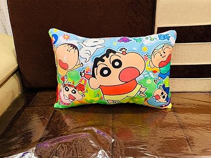 NISHOMES Velvet Printed Kids Cartoon Pillow Fiber Filled Size 12x18 Inches
