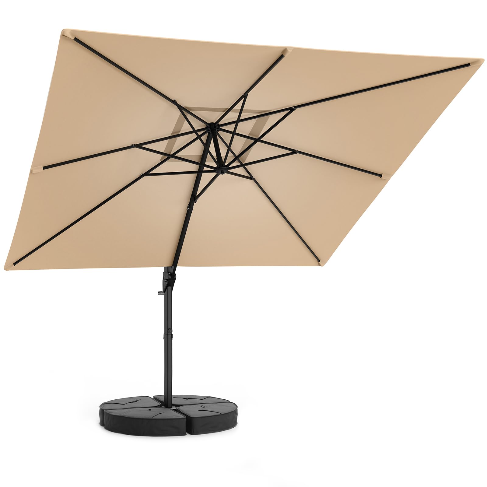 HOMRELEXA Sonnenschirm 300 x 300 cm Rechteckig mit Ständer und Kurbel, Gartenschirm mit Kreuzsockel, 360°Drehbar Parasol Windfest Gartenschirm Wasserdicht Marktschirm für Garten Deck Outdoor