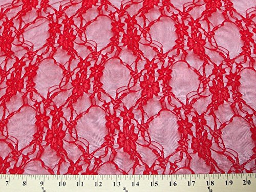 SyFabrics Stretch lace Fabric 58 inches Wide Red SL-41