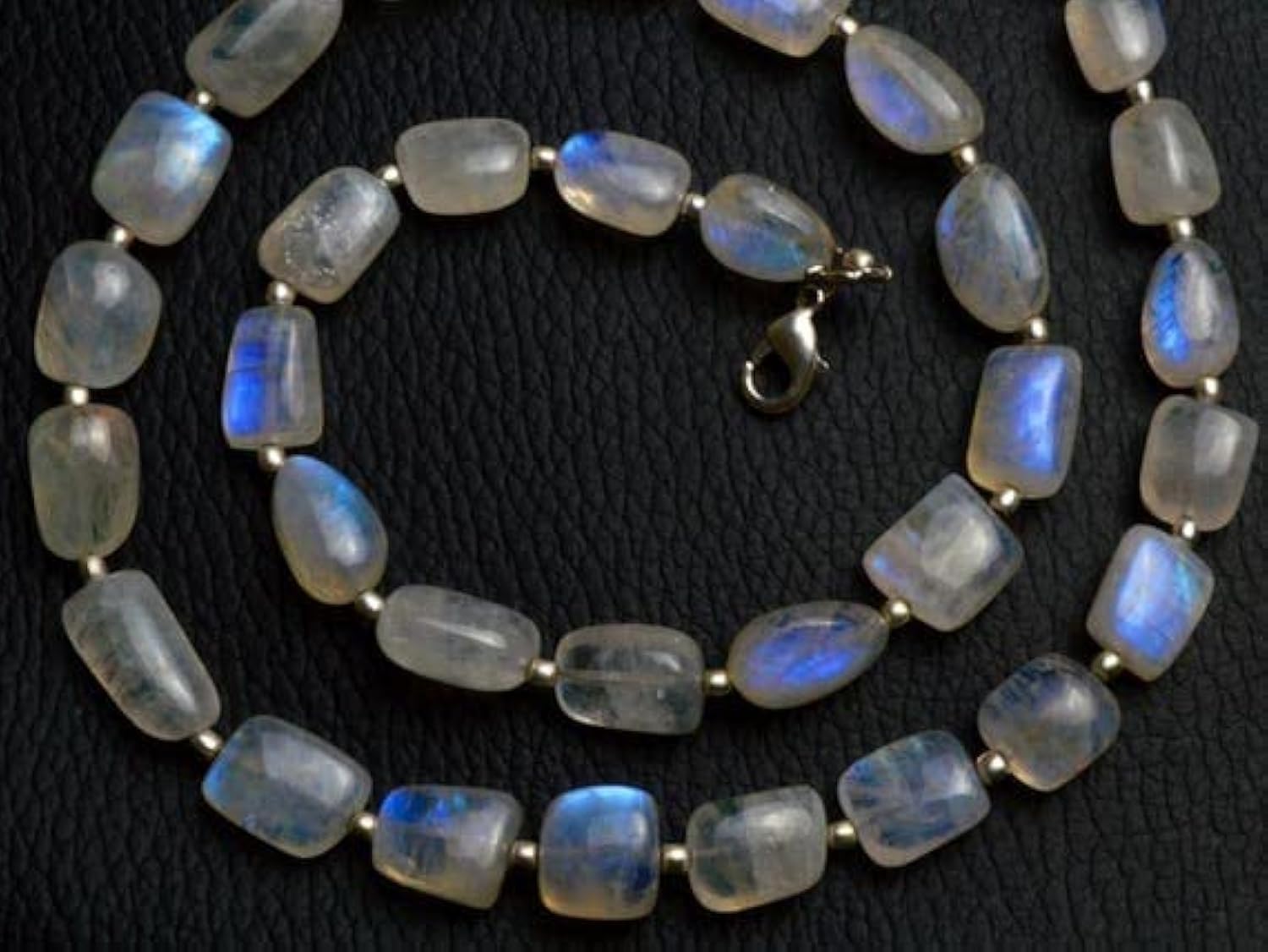 LKBEADS 1 sznur naturalny biały tęczowy kamień księżycowy gładki 8 do 9 mm szerokości i 9 do 15 mm długie koraliki samorodki 40 cm