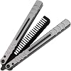 SSIMOO Butterfly Training Comb Bearing EDC Aluminum Handle Anti Static Outdoor Portable Multifunction Tools (Color : Premium Silver, Size : 1pcs)