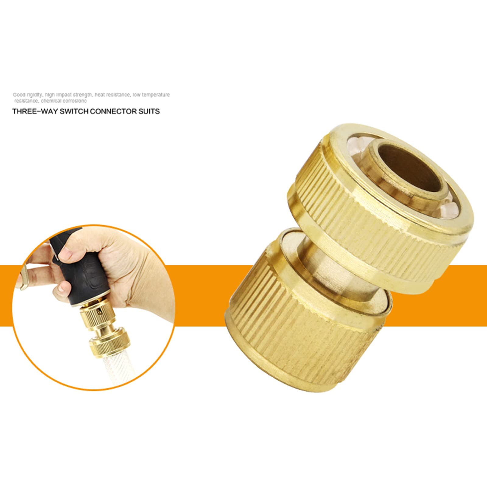 Valvola di isolamento, interruttore di intercettazione della valvola a sfera, 4 connettori rapidi in ottone filettati for collegamento idrico da giardino, accessori for tubi di lavaggio auto, raccordi